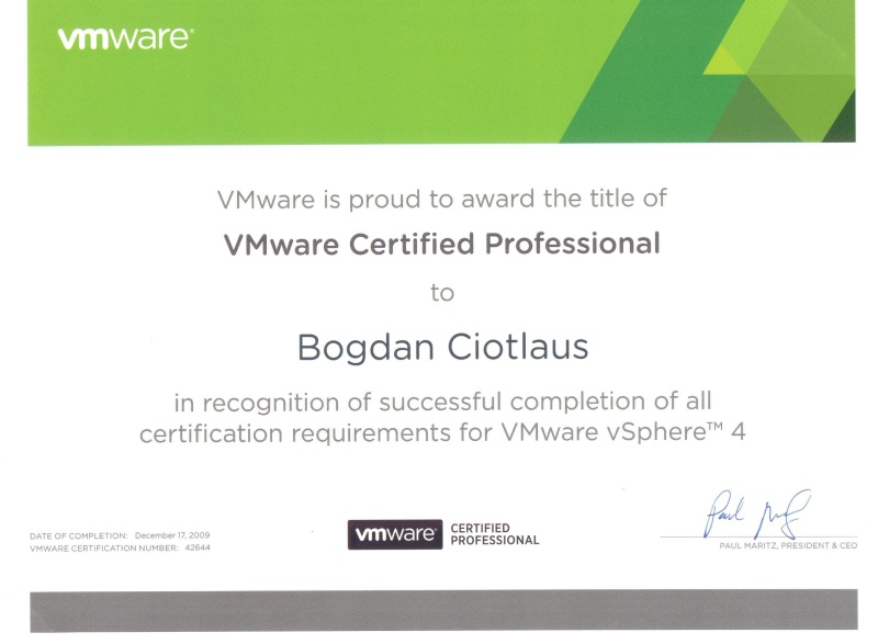Certificare VMware